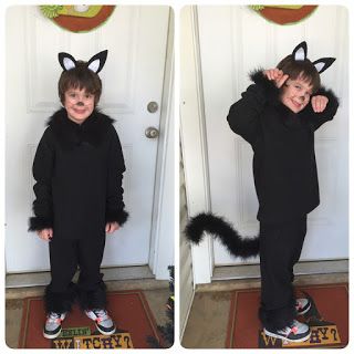 Healthy Momma Talk: DIY: Binx Cat Costume                              … Boys Cat Costume, Homemade Cat Costume, Nursery Rhyme Costumes, Diy Cat Costume, Farm Animal Costumes, Diy Costumes For Boys, Figaro Cat, Sully Costume, Cat Costume Kids