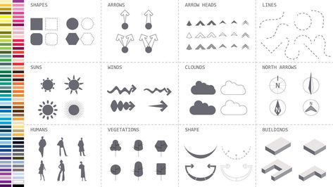 Architecture Site Analysis, Element Drawing, Vector Architecture, Architecture Symbols, Sun Path, Site Analysis Architecture, Drawing Graphic, Site Analysis, Abstract Iphone Wallpaper