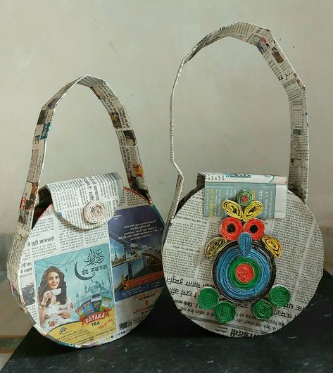 #DIY #Handbag #Bestoutofwaste Hello Everyone, I hope you all are doing well. In today’s tutorial I am going to make trendy Handbag, an easy DIY up cycle project. This is the best example of Best out of waste. I have used newspaper and a cardboard box to make this strong and spacious handbag that can be carried anywhere from party to a shopping trip. I am sure you love this DIY up cycle trendy handbag. Eco Diy Projects, Newspaper Diy Ideas, Project From Recycled Materials, Bags Made From Recycled Materials, Diy Crafts Using Recycled Materials, Cute Recycled Crafts, Recycled Bags Diy, Recycle Materials Project, Recyclable Art Projects