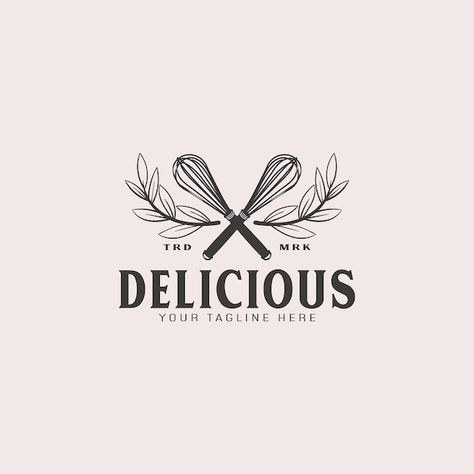 Vector whisk and wheat vintage logo desi... | Premium Vector #Freepik #vector #baking-logo #baker-logo #bakery-logo #pastry-logo Vintage Bakery Logo, Logo Pastry, Whisk Logo, Pastry Logo, Logo Bakery, Vintage Bakery, Baker Logo, Logo Design Illustration, Baking Logo