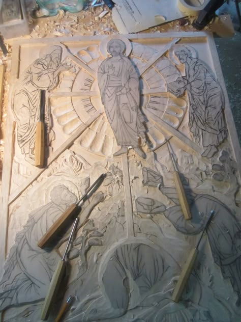 jonathan pageau Jonathan Pageau, St Jerome, The Transfiguration, Byzantine Art, Byzantine Icons, Carving Designs, Wood Carving Art, Catholic Art, Orthodox Icons