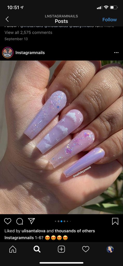 Pink Cloud Nails, Pink Nails 2023, Comic Book Nails, Acrylic Nails Summer, Colourful Acrylic Nails, Book Nails, Cloud Nails, Baby Shower Nails