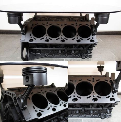 V8 Engine Block Table Engine Block Coffee Table, Engine Block Table, Awesome Furniture, Block Table, Engine Block, V8 Engine, Cool Chairs, Automotive Parts, Gas Grill