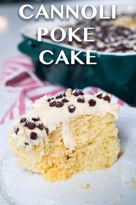 Cannoli Poke Cake | 12 Tomatoes Cannoli Poke Cake Recipe, Cannoli Poke Cake, Cannoli Dessert, Cannoli Desserts, Cannoli Cake, Tailgate Ideas, Clean Desserts, Tooth Cake, Clean Dessert