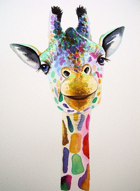 Giraffe 4 | Colourful giraffe. Watercolour painting by artis… | Flickr Colorful Animal Paintings, Giraffe Pictures, Giraffe Painting, Giraffe Art, A Giraffe, Colorful Animals, Watercolor Animals, 귀여운 동물, Sign Art