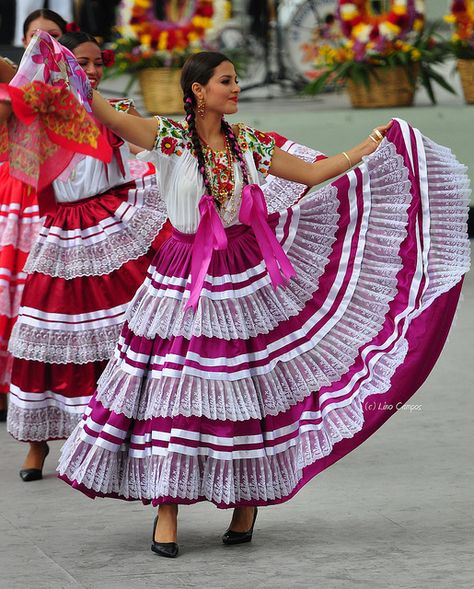 The beauty of La Guelaguetza  The fabulous fiesta at Oaxaca that gathers 7 regions of proud diversity. In one translation, the word "Guelagu... Folklorico Dresses, Folkloric Dress, Parade Dress, Ballet Folklorico, Mexican Fashion, Mexican Outfit, Mexican Dresses, Mexican Culture, Mexican Art