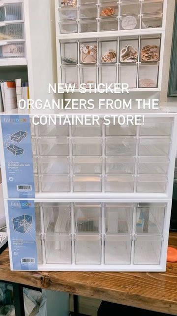 Shipping Center Organization, How To Organize Shipping Supplies, Sticker Holder Storage Ideas, Sticker Shop Organization, Sticker Organizer, Sticker Business Storage, Sticker Organization Storage, Sticker Container, Sticker Organization Categories