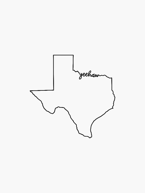 "Yeehaw Texas" Sticker by CoffeeReady | Redbubble Texas Ankle Tattoos For Women, Texas Line Art, Tattoo Texas Ideas, Texas Fine Line Tattoo, Subtle Texas Tattoos, Texas Symbols Tattoo, Texas Outline Tattoo Ideas, Fine Line Texas Tattoo, Texas Themed Tattoos Women