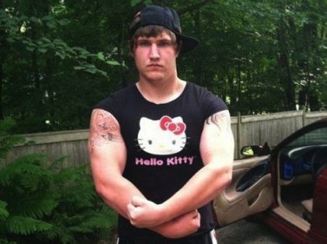 Hello Kitty Muscle, Muscle Shirt, Fail Video, Tough Guy, Muscle Shirts, Random Pictures, Incredible Hulk, Epic Fails, Cat Shirts