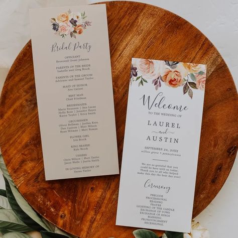 Rustic Earth Florals Wedding Program  Zazzle Rustic Church Wedding, Boho Wedding Program, Order Of Wedding Ceremony, Modern Wedding Program, Rustic Wedding Programs, Rustic Watercolor, Florals Wedding, Wedding Ceremony Programs, Peach Blush