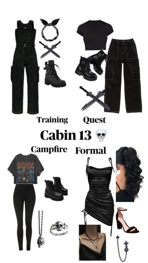 Children Of Hades, Cabin Outfit, Percy Jackson Cabins, Percy Jackson Outfits, Alt Outfits, Pastel Outfit, Dark Outfits, Percy Jackson Books, Quick Outfits