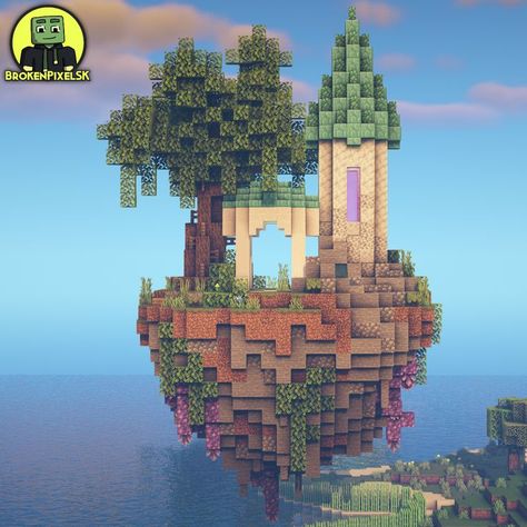 Floating Island Temple in Minecraft Minecraft Temple, Minecraft Kingdom, Minecraft Structures, Minecraft House Plans, Minecraft Cottage, Minecraft Castle, Floating Island, Cute Minecraft Houses, Minecraft Plans