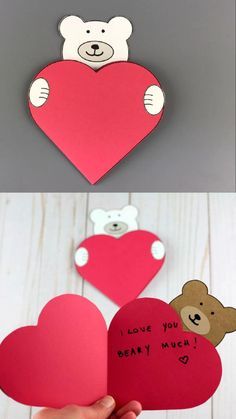 Card Making For Kids, Card Making Kids, February Crafts, Easy Valentine Crafts, Folding Origami, Birthday Card Craft, Seni Dan Kraf, Valentine Cards Handmade, Valentine Crafts For Kids