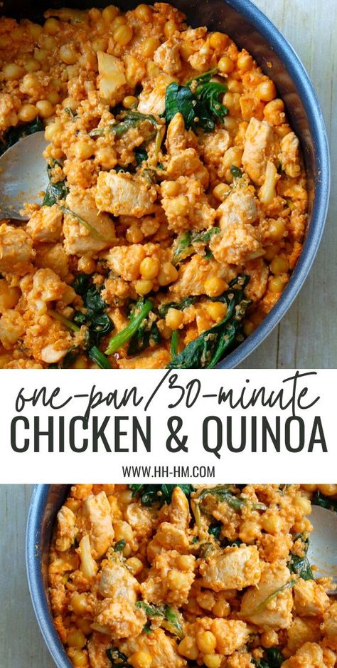 Quinoa Chicken Spinach, Chickpea Quinoa Recipes, Chicken Thigh And Quinoa Recipes, Quinoa Chickpea Recipes, Chicken With Quinoa Recipes, Ground Chicken Quinoa Recipes, Chicken Chickpea Recipes, Chicken And Chickpea Recipes, Quinoa And Chicken Recipes