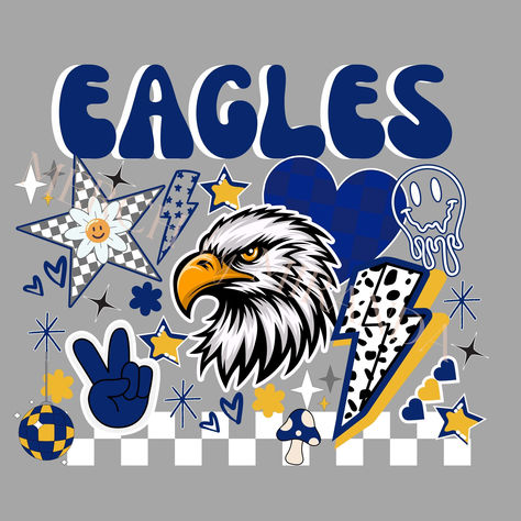 School Spirit Designs, Eagle Shirt Design School Spirit, Eagles Mascot Shirt Ideas, Senior Clothes, Eagle Mascot Design, Car Window Paint, Homecoming Banner, White T-shirt With Sublimation Print For School Spirit, Eagles School Spirit Svg