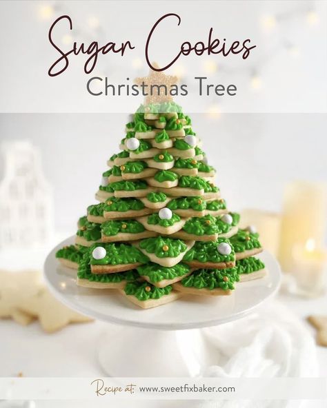 #christmas #dessert #ideas #cookie #foodphotography #sugar Sugar Cookies Christmas, Christmas Dessert Ideas, Butter Cookies Christmas, Star Sugar Cookies, Christmas Tree Food, Sugar Dough, Chocolate Chip Blondies, 3d Christmas Tree, Favorite Cookie Recipe