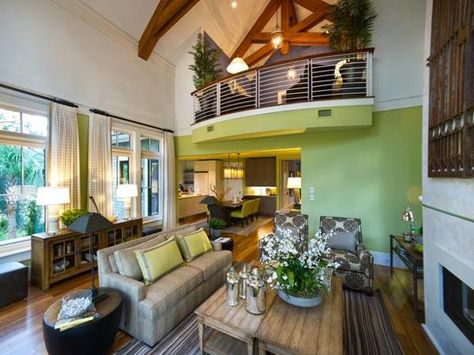 HGTV Dream Home 2013 by Christopher Rose Architects , via Behance Tropical Living Room, Loft Designs, Dream Home Gym, Hgtv Dream Homes, Green Accent Walls, Hgtv Dream Home, Balcony Furniture, Eclectic Living Room, Living Room Green