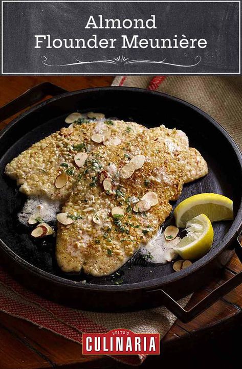 This almond flounder meunière from Dorie Greenspan is a spectacular combination of sole amandine and sole meunière. #fishrecipes #sole #almonds #doriegreenspan Flounder Fillet, Flounder Recipes, France Food, Almond Crusted, Fish Recipes Healthy, Pepper Salt, How To Cook Fish, Healthy Fish, Egg Yolks