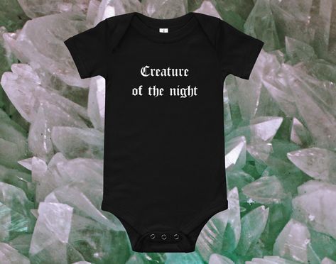 Creature of the Night, Punk Baby Clothes, Goth Baby Clothes, Unisex - Etsy Canada Goth Baby Aesthetic, Gothic Baby Clothes, Punk Baby Clothes, Alternative Baby Clothes, Goth Baby Clothes, Creature Of The Night, Punk Baby, Gothic Baby, Goth Baby