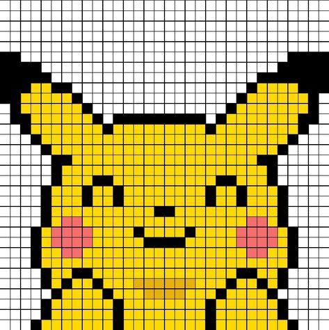 Pixel Art Pokemon Pikachu, Pixel Art Square, Roblox Pixel Art, Pixel Art Pikachu, Pikachu Pixel, Pikachu Cross Stitch Pattern, Bead Pixel Art, Pikachu Cross Stitch, Pokemon Pixel Art