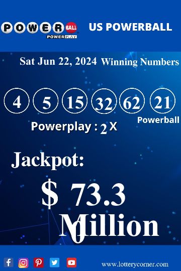 US Powerball results on June 22ns, 2024 for a Jackpot Prize of $73.30 Million. The Power ball is 21 and the powerplay is 2x. Visit our Website https://www.lotterycorner.com/ for past results. #lottery #lotterywinner #lotteryticket #powerballnum #lotterywin #lotterynews #lotterynumbers #powerball #lotterycorner #Lotteryresults #powerballresults #powerballs #PowerPlayer #powerballwinningnumbers #powerballdrawing #powerballnumbers #powerballlive Most Winning Lottery Numbers, Powerball Lottery, Winning Powerball, Xbox Live Gift Card, Lotto Winning Numbers, Lucky Numbers For Lottery, Mega Millions Jackpot, Winning Lottery Numbers, Lottery Tips