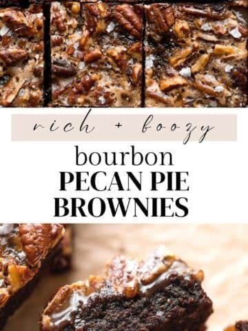 Bourbon Pecan Pie Brownies - Cambrea Bakes Bourbon Brownies Recipes, Gooey Pecan Pie, Cambrea Bakes, Bourbon Brownies, Pecan Pie Brownies, Pecan Filling, Pecan Brownies, Pie Brownies, Bourbon Pecan Pie