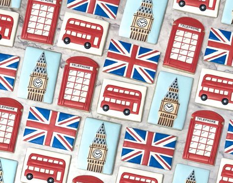 London Cookies Decorated, Travel Cupcakes, London Cookies, Archway Cookies, British Cookies, British Party, Champaign Illinois, London Theme, Cookie Inspiration