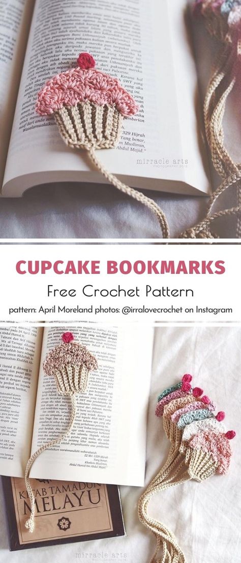 Decorative Bookmarks with Free Crochet Patterns - Your Crochet Crochet Flower Bookmark Free Pattern, Crochet Flower Bookmarks, Crochet Cozies, Crochet Bookmarks Free Patterns, Easy Crochet Bookmarks, Marque-pages Au Crochet, Crochet Cupcake, Bookmark Pattern, Crochet Bookmark Pattern