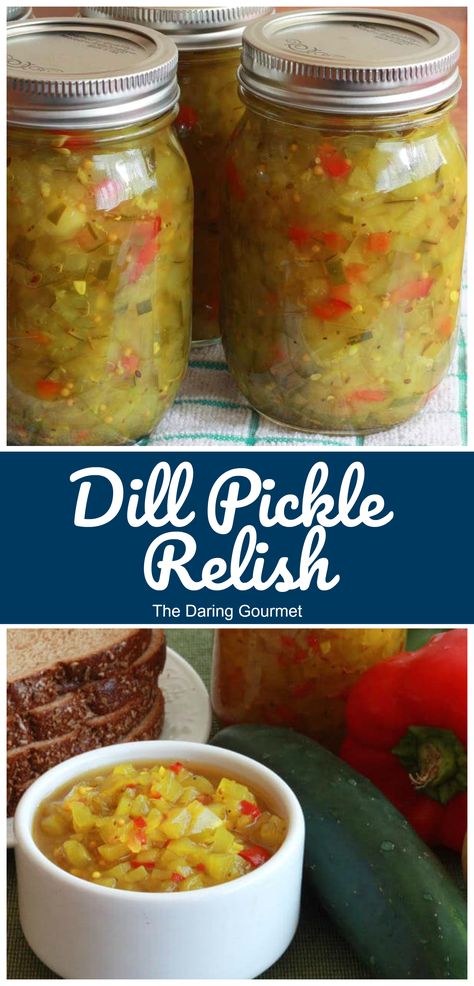 Canned Dill Relish Recipe, Single Jar Pickle Recipe, Canned Dill Pickle Relish, Homemade Dill Relish From Cucumbers, Canning Pickles For Beginners, Sweet Pickle Relish Canning Recipes, Canning Sweet Pickle Relish, Dill Pickle Relish Recipe Canning, Pickle Relish Canning Recipe