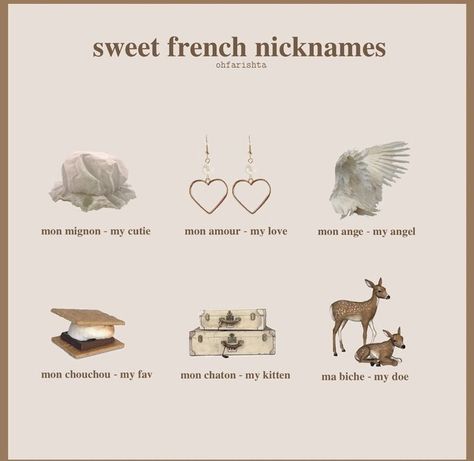 French Nicknames, Cute French Words, Back To University, French Love, Basic French Words, French Names, Cute Nicknames, Aesthetic Names, Pretty Names