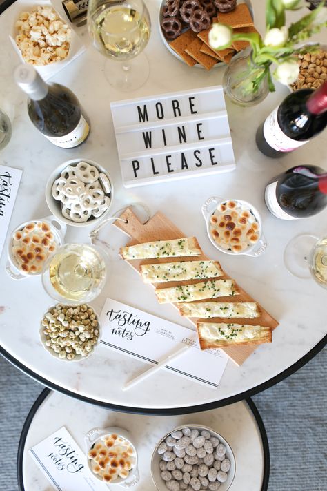 girls night in || easy wine tasting party Wine And Cheese Party, Wine Tasting Events, Breakfast Party, Wine Tasting Party, Girls Night Party, Cheese Party, Tasting Party, Wine Night, The Everygirl