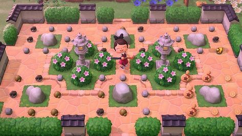 Rock Garden Ideas Acnh, Acnh Rock Garden Design, Animal Crossing Rock Garden, Acnh Rock Garden, Zen Rock Garden Ideas, Nintendo Switch Animal Crossing, Zen Rock Garden, Digging Holes, Animal Crossing Guide