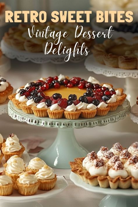 Enjoy vintage dessert bites with a modern twist, inspired by classic flavors. #VintageDesserts #RetroTreats #SweetNostalgia 1920s Dessert Recipes, 1920s Desserts, Vintage Christmas Desserts, Vintage Desserts, Retro Desserts, Sweet Bites, Butter Tarts, Dessert Bites, Strawberry Jelly