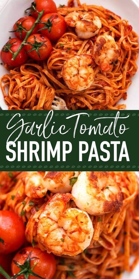 Tomato Shrimp Pasta, Butter Shrimp Pasta, Garlic Butter Shrimp Pasta, Pasta Garlic, Shrimp Pasta Recipe, Pasta Shrimp, Lemon Garlic Shrimp Pasta, Shrimp Linguine, Creamy Shrimp Pasta