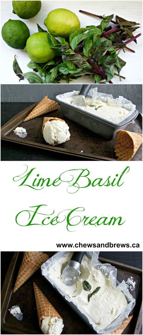 Basil Ice Cream, Snow Ice Cream, Churn Ice Cream, Lime Basil, No Churn Ice Cream, Ice Cream Popsicles, Popsicle Recipes, Make Ice Cream, Homemade Ice