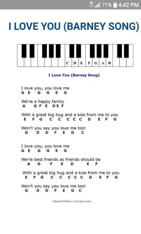 Letter Piano Music, I Love You Barney Song Piano, Piano Sheet Music With Letters Pop Songs, Piano Nursery Rhymes, Xylophone Music Sheet, Piano Song With Letters, Cute Piano Songs, Sheet Music With Letters Piano, Nursery Rhymes Piano Notes