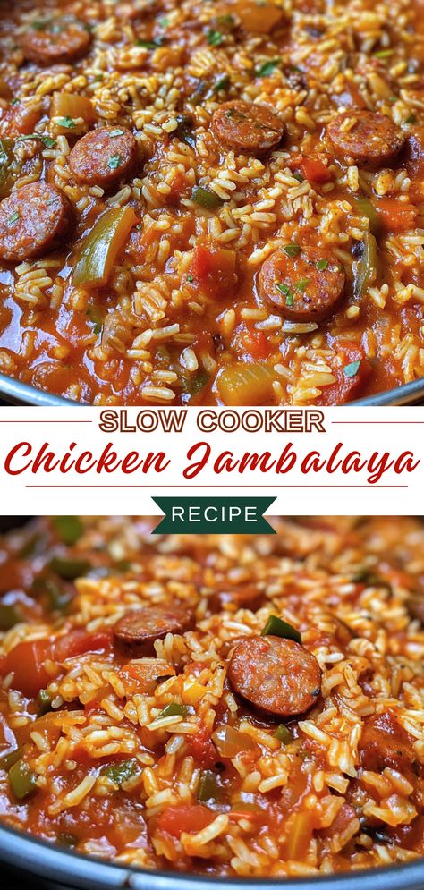 Easy Dinner Recipes Your Family will Love: Slow Cooker Chicken Jambalaya Recipe Easy Crockpot Jambalaya, Slow Cook Family Meals, Crock Pot Chicken Jambalaya, Sausage Jambalaya Recipe Crockpot, Slow Cooker Recipes Rice Dinners, Hearty Crockpot Meals Comfort Foods, Sausage Gumbo Recipe Crock Pots, Healthy Jambalaya Recipe Easy, Slow Cooker Jambalaya Recipe Crock Pots