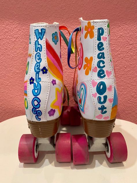 Painted Roller Skates, Custom Roller Skates Painted, Moxi Roller Skates Beach Bunny, Paint Roller, Roller Skates, Skateboard