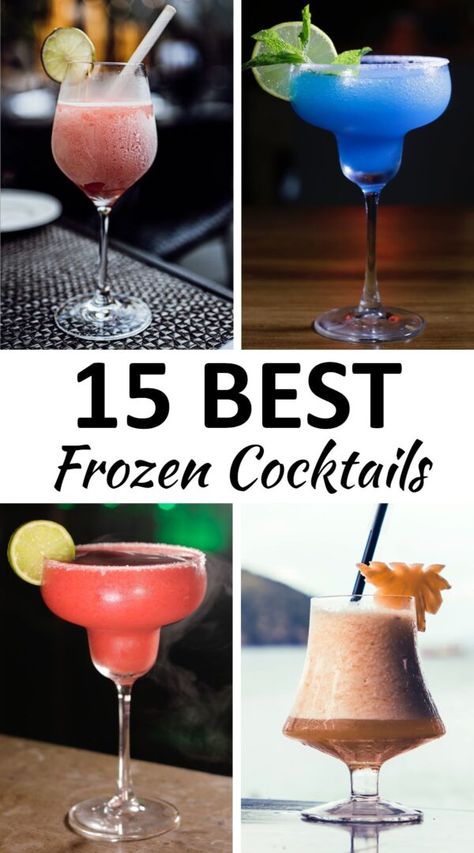 frozen cocktails pin Easy Frozen Mixed Drinks Alcohol, Best Frozen Cocktails, Best Frozen Drinks Alcohol, Frozen Drink Machine Recipes Alcohol, Frozen Adult Drinks, Frozen Vodka Cocktails, Easy Frozen Cocktail Recipes, Frozen Cocktail Recipes Alcohol, Frozen Tequila Drinks