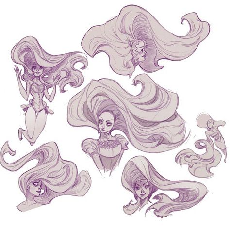 Haircuts For Women Over 50, Gorgeous Hairstyles, Mermaid Drawings, Hairstyles And Haircuts, Beautiful Hairstyles, Figure Drawing Reference, Haircuts For Women, Women Over 50, Art Tutorials Drawing