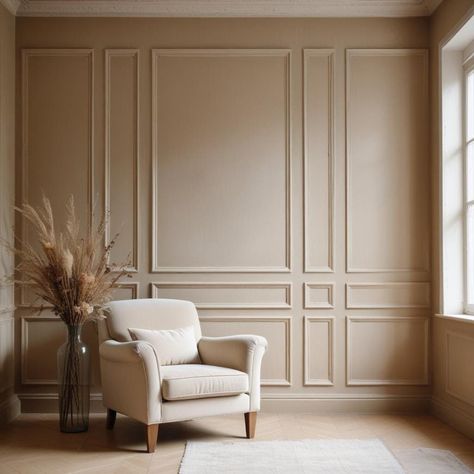 Transform your home decor with our pre-cut wall trim and molding kits that come pre-primed and ready to be painted, perfect for accentuating living rooms, dining rooms, bedrooms, nurseries, offices, hallways, and washrooms. Our products are made from polyurethane which is the most superior molding in the market. 🛍️ What's Included in This Kit: This product includes three panels, featuring three upper panels, three middle panels, and three lower panels.  Choose the width of the trim itself (4 cm Wall Moldings In Living Room, Living Room Wall Trim Design, Panel Molding Wall, Wall Paneling Modern, Accent Wall Molding, Accent Wall Paneling, Accent Wall Panels, Wall Panel Molding, Palette Design