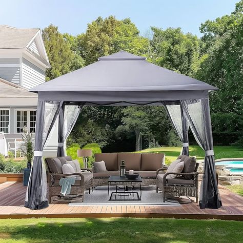 Amazon.com : PAMAPIC 11x11 Outdoor Canopy for Shade and Rain with Mosquito Netting, Outdoor Pop up Gazebo Waterproof with Soft Top Metal Frame Gazebo for Lawn, Garden, Backyard and Deck (Beige)… : Patio, Lawn & Garden Metal Frame Gazebo, Pop Up Gazebo, Outdoor Canopy, Hot Water Dispensers, Backyard Gazebo, Gazebo Pergola, Garden Backyard, Hallway Furniture, Canopy Outdoor