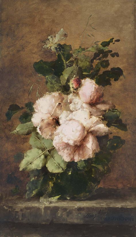 Margaretha Roosenboom (Dutch, 1843-1896) Peonies and Roses Ethereal Art, Classical Art, Vintage Painting, Portrait Art, Beautiful Paintings, Flower Drawing, Floral Painting, Painting Inspiration, Classic Art