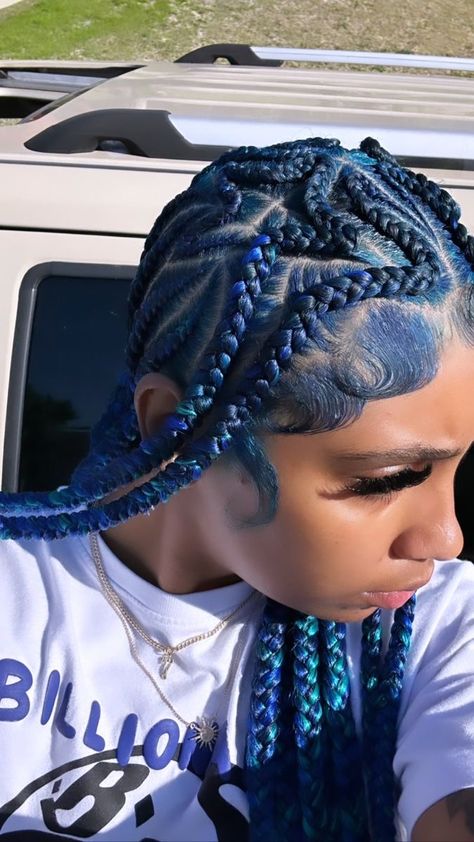 Aqua Hair Color, Blue And Black Braids, Black Braids Hairstyles, Open Hairstyle, Blue Braids, Home Relaxing, Trendy Bob, Quick Natural Hair Styles, Cute Braided Hairstyles