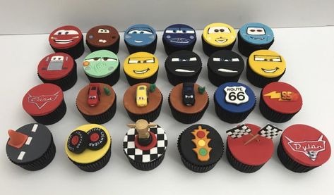 CARS 3 Cupcakes Galore! by mycakeadoodle Cars 3 Cake, Race Track Birthday Cake, Race Track Birthday, Pastel Cars, Disney Cars Cupcakes, Race Track Cake, Birthday Cupcakes For Women, Car Cakes For Boys, Disney Cars Cake