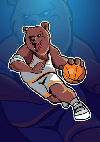 Basketball Mascot, Basketball Drawings, Bear Mascot, Vector Brush, Murals Street Art, Cartoon Bear, Bear Art, Symbol Logo, School Mascot