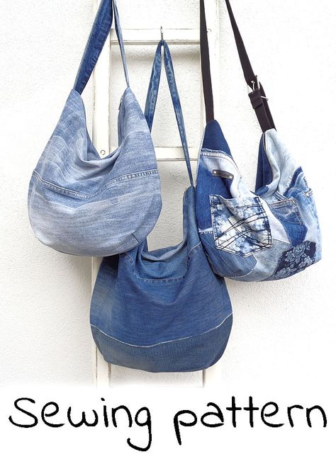 Hobo Bag Sewing Pattern, Tas Denim, Fanny Pack Pattern, Handbag Sewing, Hobo Bag Patterns, Diy Sy, Denim Bag Diy, Denim Bag Patterns, Handbag Sewing Patterns