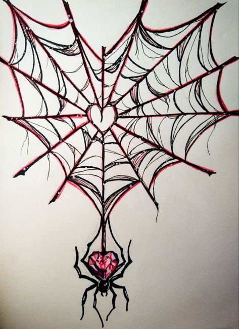 Red Spider Web Tattoo, Pink Spiderweb Tattoo, Heart Cobweb Tattoo, Spiderweb Drawings, Draw Spider Web, Spiderweb Painting, Heart Spiderweb Tattoo, Mandala Tattoo Sleeve Women, Spiderweb Art