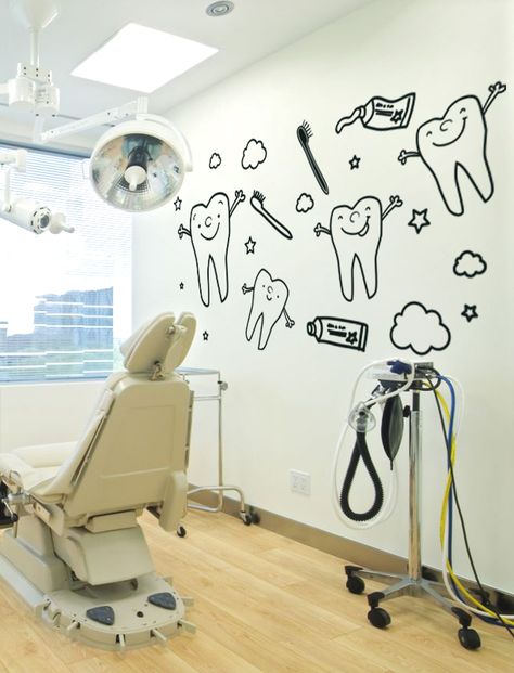 Orthodontist Office Design, Dental Health Preschool Activities, Pediatric Dental Office Design, Children Hospital Design, Dental Wall Art, Dental Design Interior, Dental Wallpaper, Dentist Office Design, Pediatric Dental Office