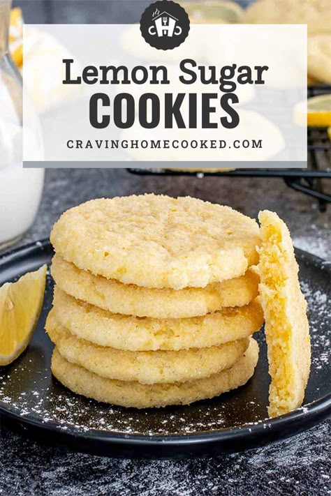 Whip up a batch of these zesty Lemon Sugar Cookies for a citrusy twist on a classic treat! Perfectly soft, bursting with fresh lemon flavor 🍋🍪 #LemonSugarCookies #CitrusDesserts Lemon Cookies From Scratch, Sugar Cookie Recipe Small Batch, Citrus Cookies, Sugar Cookies Soft, Lemon Sugar Cookies Recipe, Lemon Sugar Cookie, Lemon Cookies Easy, Appetizing Food, Cookies Lemon